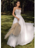 Beaded Spaghetti Straps Ivory Lace Organza Fairytale Wedding Dress